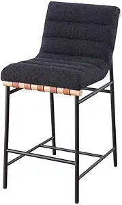 Lahni 17.75" Black Boucle Fabric Counter Height Chair
