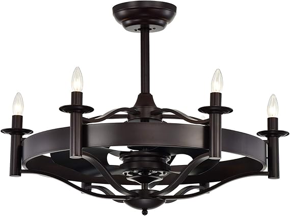 Warehouse of Tiffany CFL-8466BR Jule Contemporary Candelabra 32-Inch 3 Blade Fandelier Ceiling Fan, 32 x 32 x 23, Brown