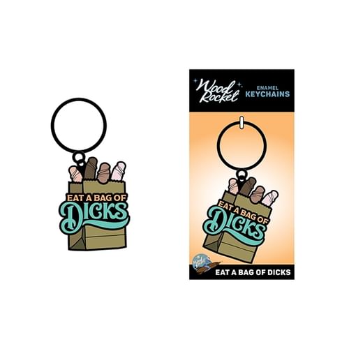 Wood Rocket Eat A Bag of Dicks Keychain - Tan