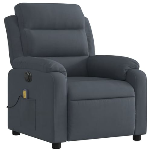 Electric Massage Recliner Chair Dark Grey Velvet Standard