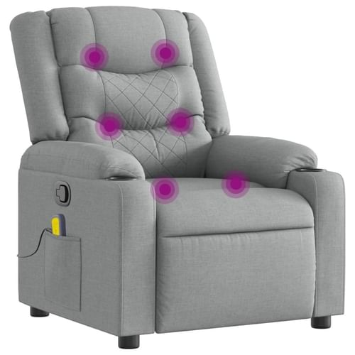Massage Recliner Chair Light grey Polyester, metal, plywood Single