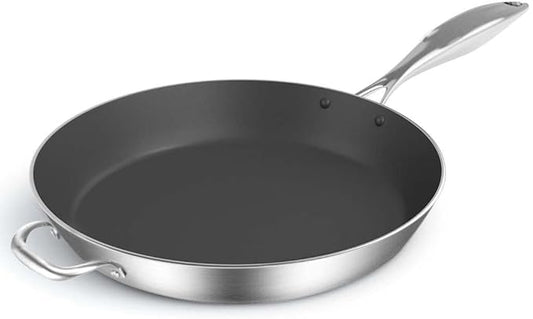 SOGA Stainless Steel Fry Pan 34cm Frying Pan Induction FryPan Non Stick Interior