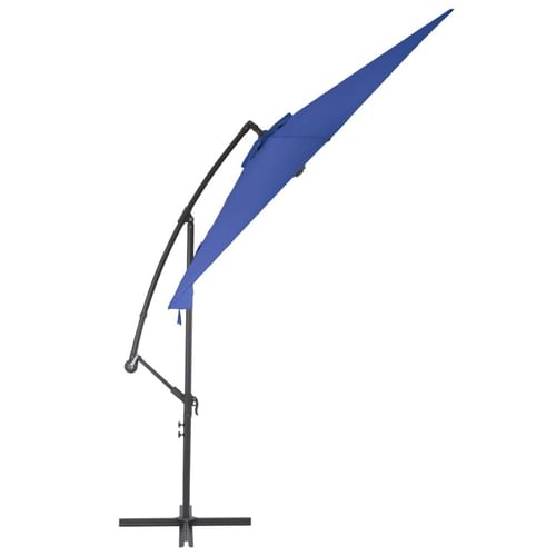 Cantilever Garden Parasol Blue Polyester, Metal Large Tiltable