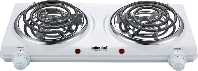 Better Chef Basic Countertop Burner | Enamel Exterior | Rubber Feet | Variable Temp (Double)