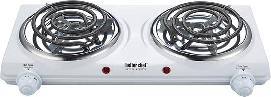Better Chef Basic Countertop Burner | Enamel Exterior | Rubber Feet | Variable Temp (Double)