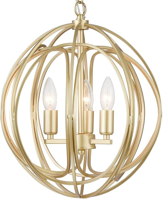 Warehouse of Tiffany Nelpin Soft Brushed Gold 3-Light Globe Cage Pendant