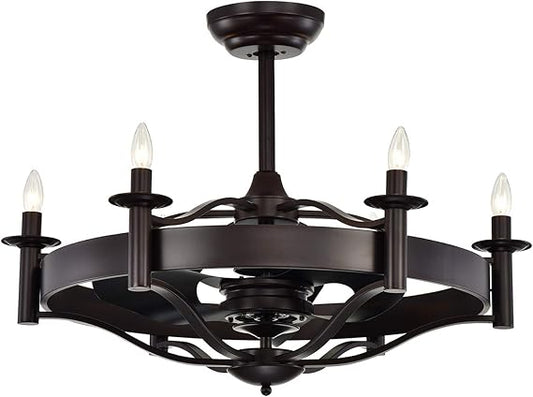 Warehouse of Tiffany CFL-8466BR Jule Contemporary Candelabra 32-Inch 3 Blade Fandelier Ceiling Fan, 32 x 32 x 23, Brown