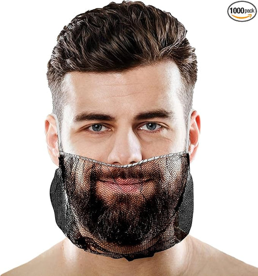 ABC Black Disposable Beard Nets for Men Food Service, 18 Inch. Pack of 1000 Nylon Disposable Beard Covers Nets for Cooking. Kitchen Beard Guard for Restaurant. Beard Cover Protector