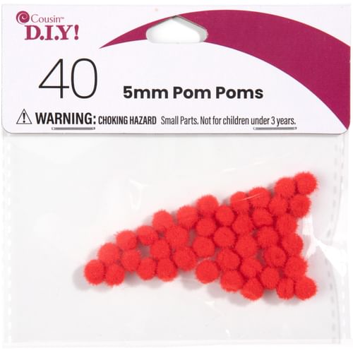 Pom Poms 5mm 40per pkg Red